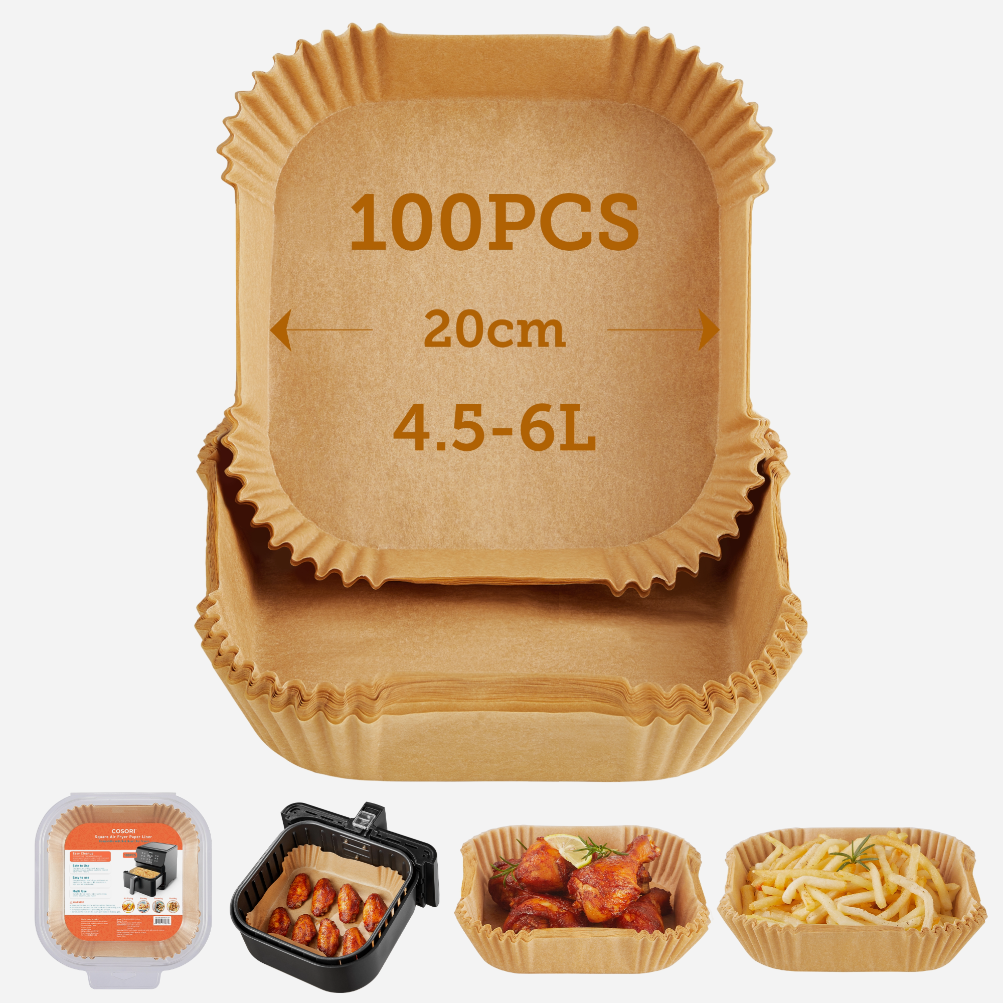 Cosori 100x Square Air Fryer Paper Liner